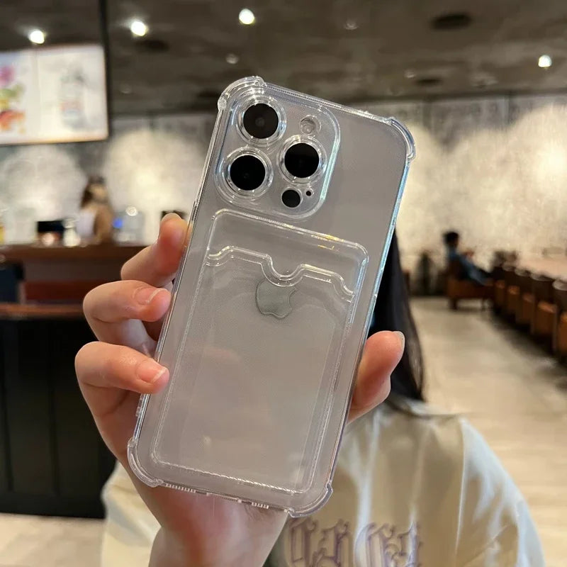 Clear Card Wallet Phone Case For iPhone