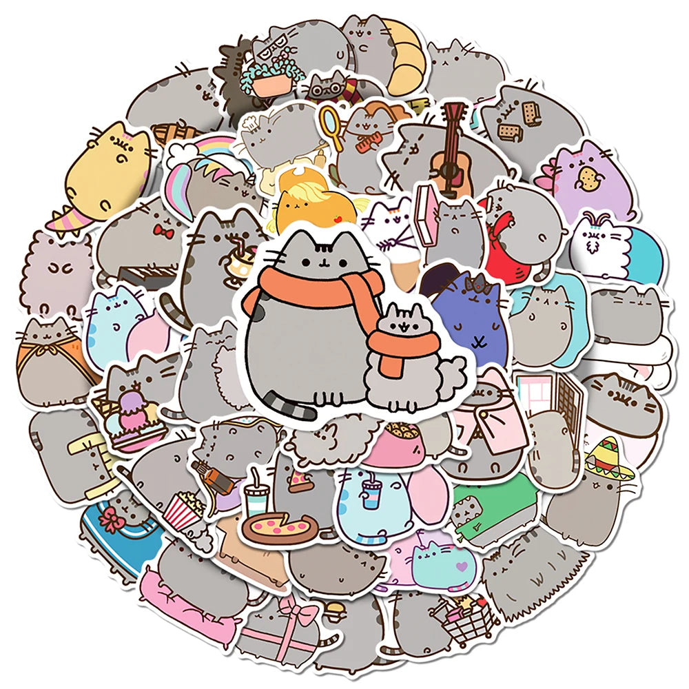 Cute Pusheen Cat Kawaii Stickers 50pcs