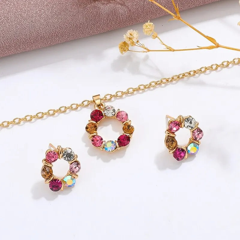 Women's Gold Necklace & Earrings Set