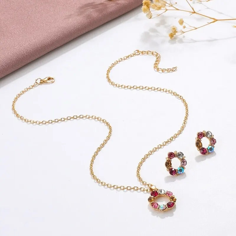 Women's Gold Necklace & Earrings Set