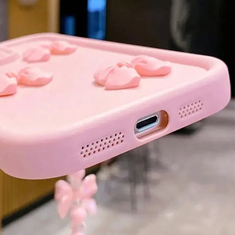 Cute 3D Bowknot Silicone Phone Case For iPhone