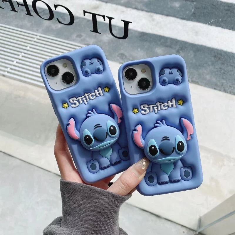 Cute Silicon Soft Stitch Phone Case with Holder For iPhone