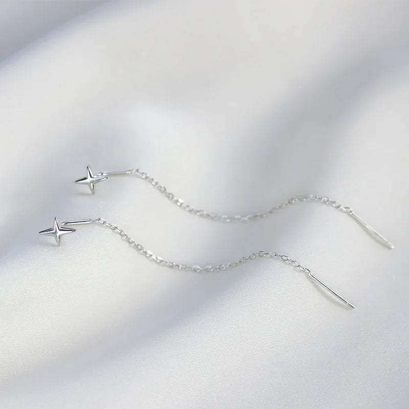Silver Star Line Earring