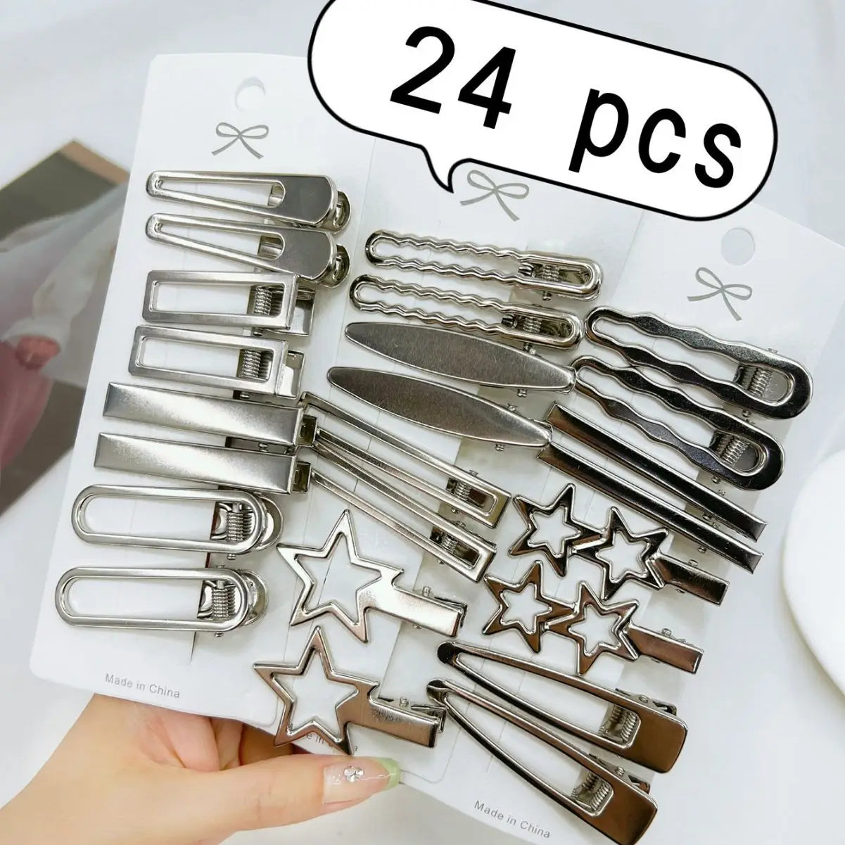Silver Hairpins Set 24pcs