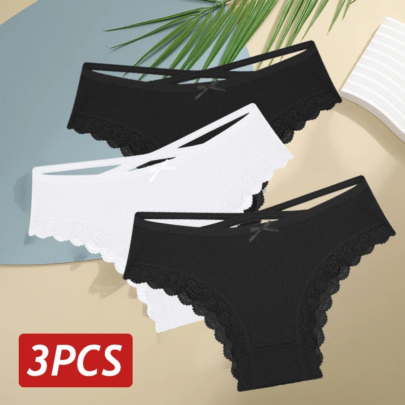 Women Cotton Sexy Lingerie Panties 3pcs