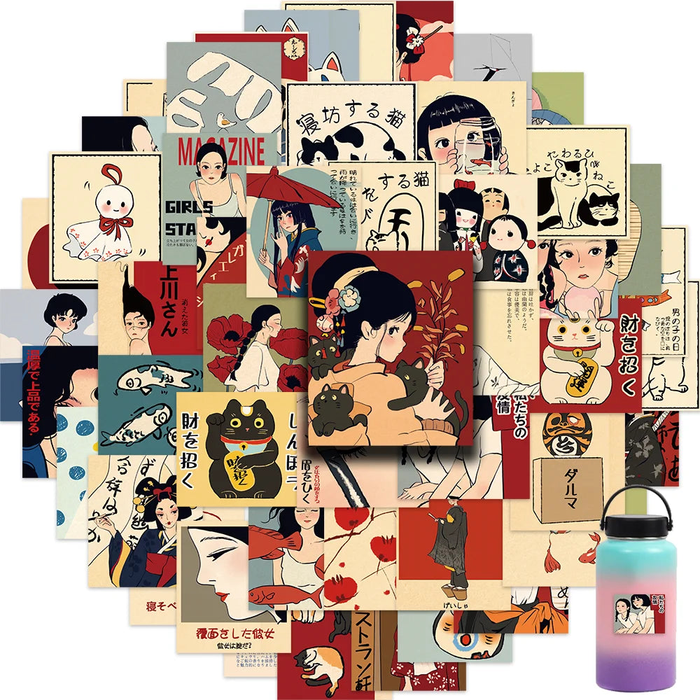 Vintage Classic Japanese Anime Stickers 50pcs