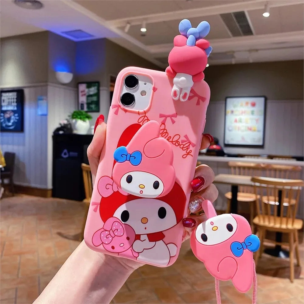 Hello Kitty Phone Case with Holder & Lanyard For iPhone