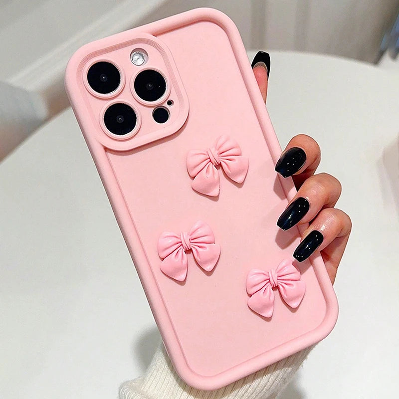 Cute 3D Bowknot Silicone Phone Case For iPhone