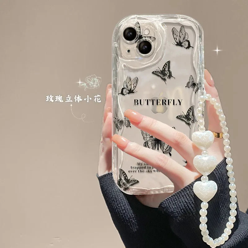 Cute Flower Phone Case with Bracelet Chain For iPhone
