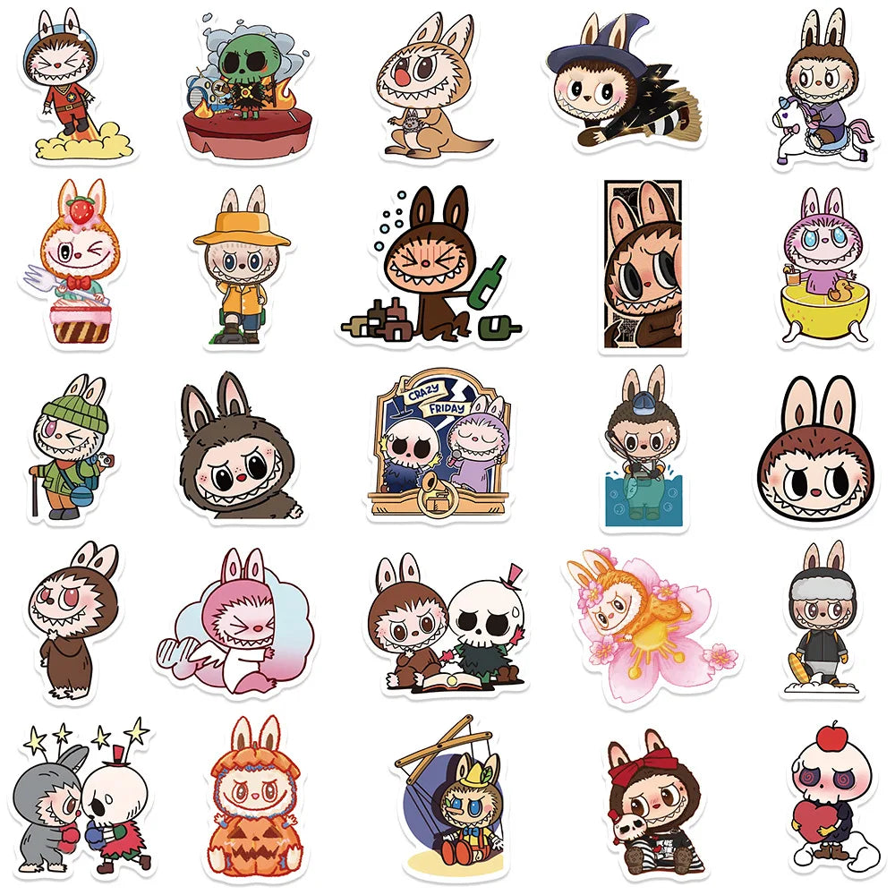 Cute Cartoon Labubu Stickers 50pcs