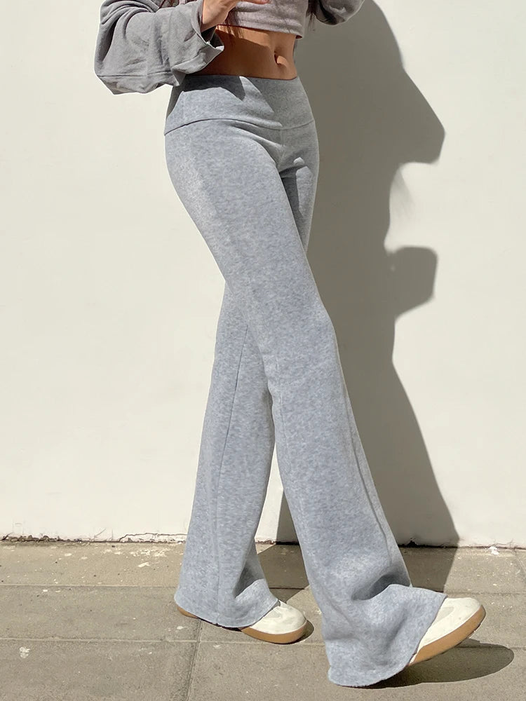 Casual Flared Low Rise Trousers