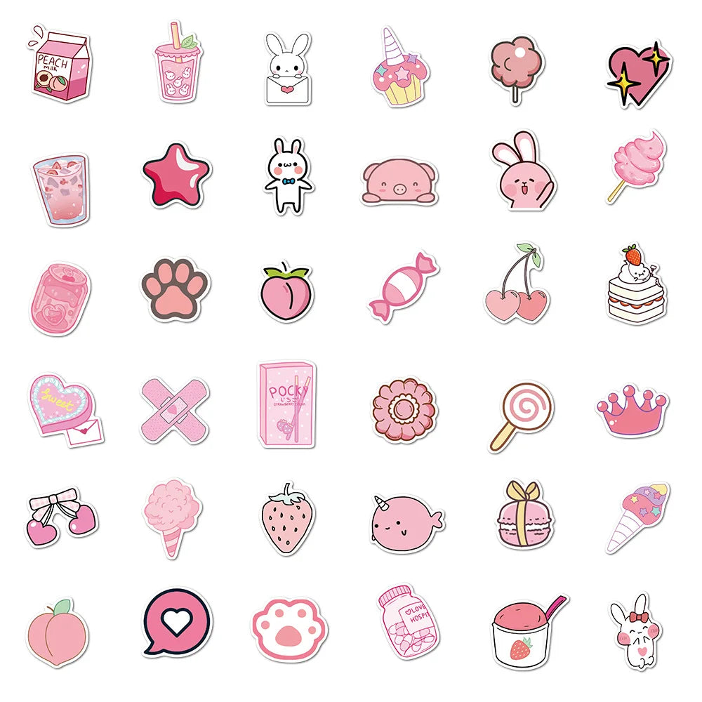 Cute Aesthetic Pink Stickers 50pcs