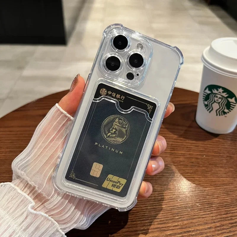 Clear Card Wallet Phone Case For iPhone