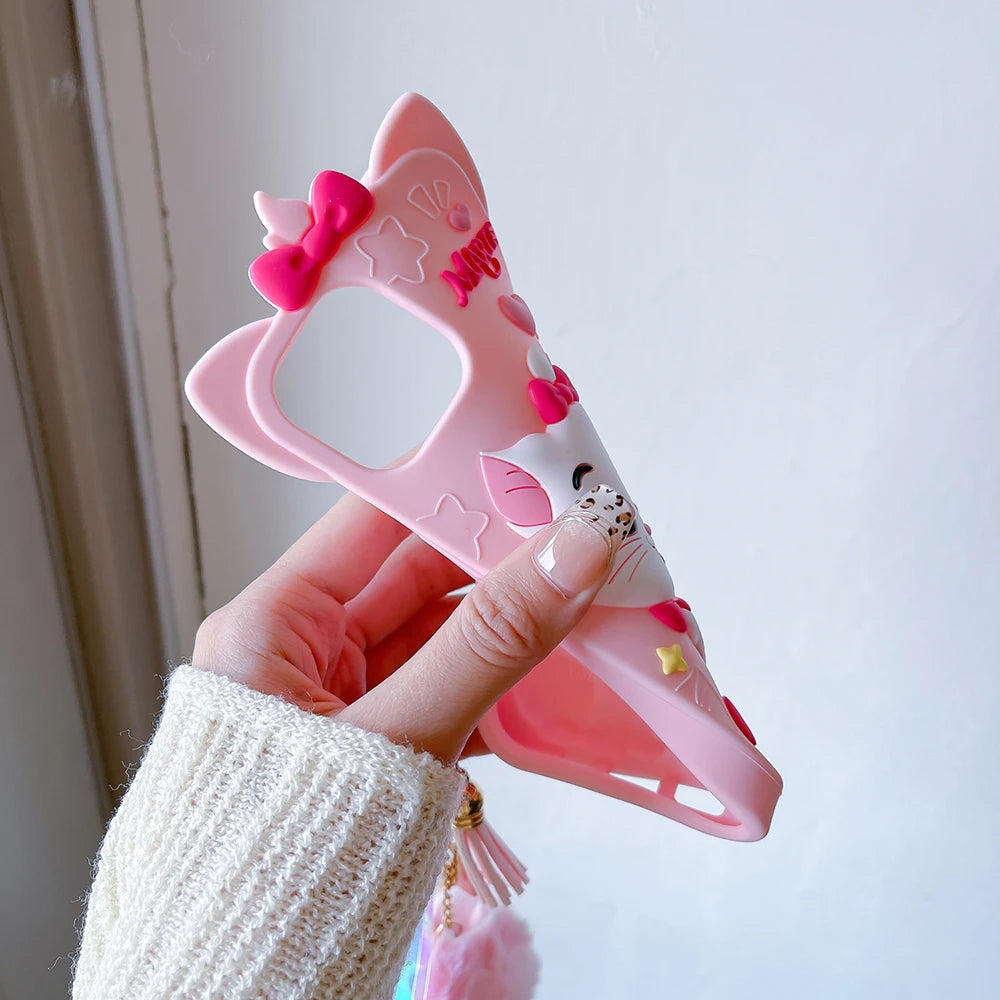 Kawaii Soft Silicone Marie Cat Case for iPhone