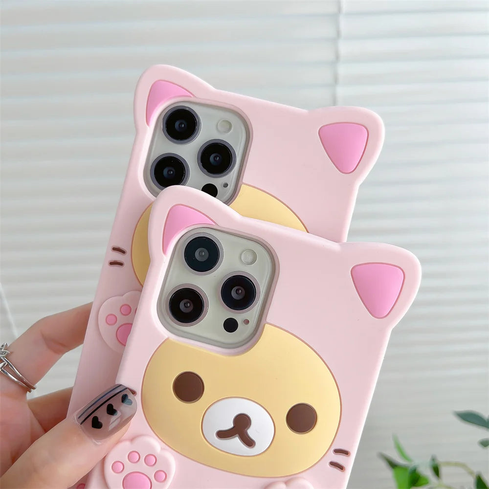 Cute Rilakkuma Bear Soft Cover Case For iPhone