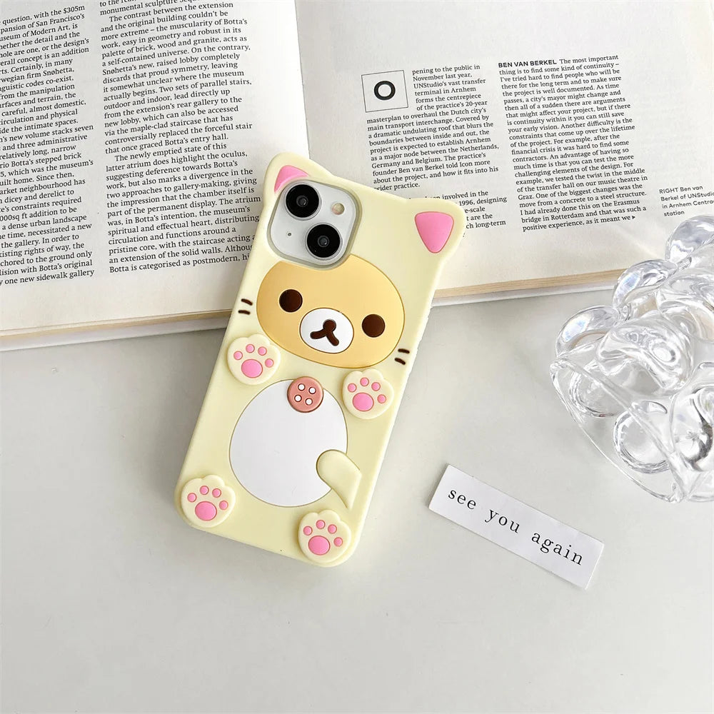 Cute Rilakkuma Bear Soft Cover Case For iPhone