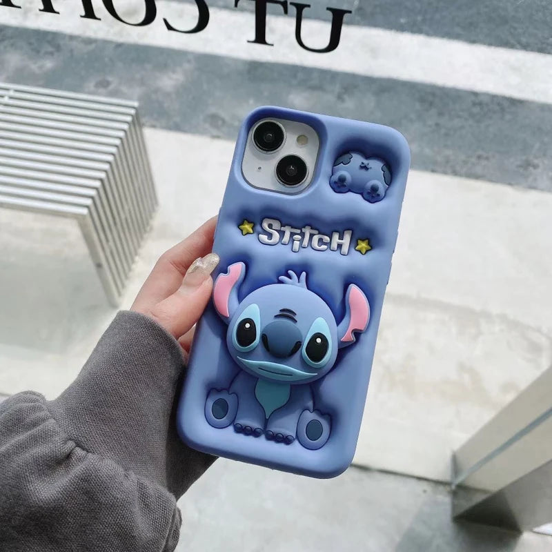 Cute Silicon Soft Stitch Phone Case with Holder For iPhone