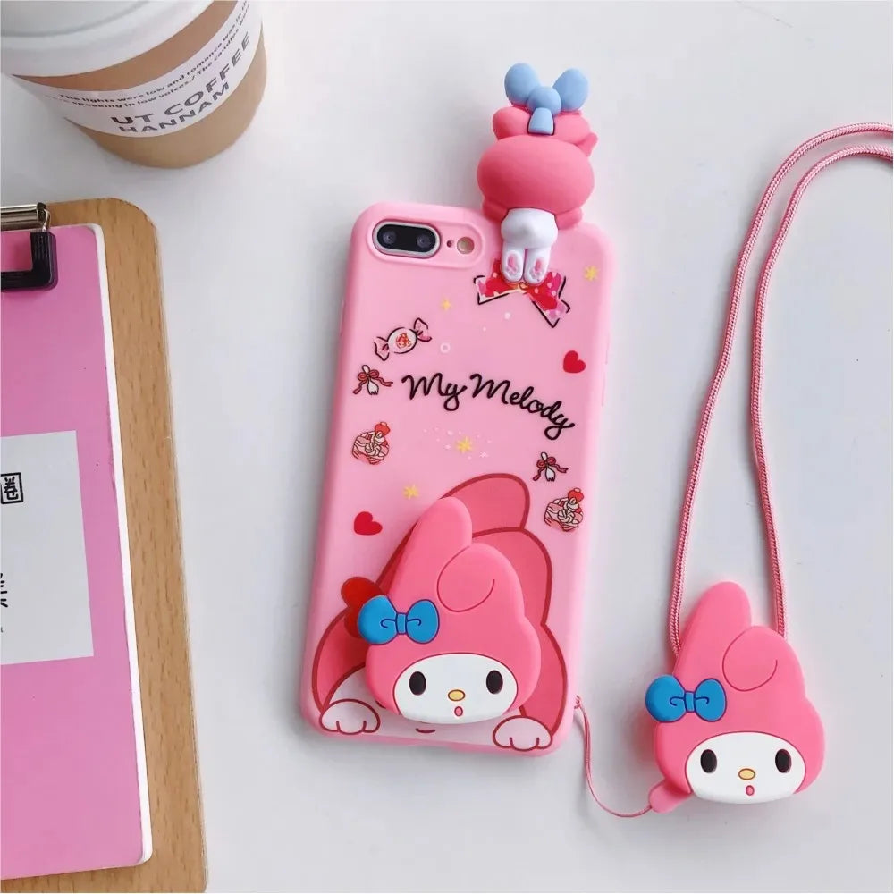 Hello Kitty Phone Case with Holder & Lanyard For iPhone