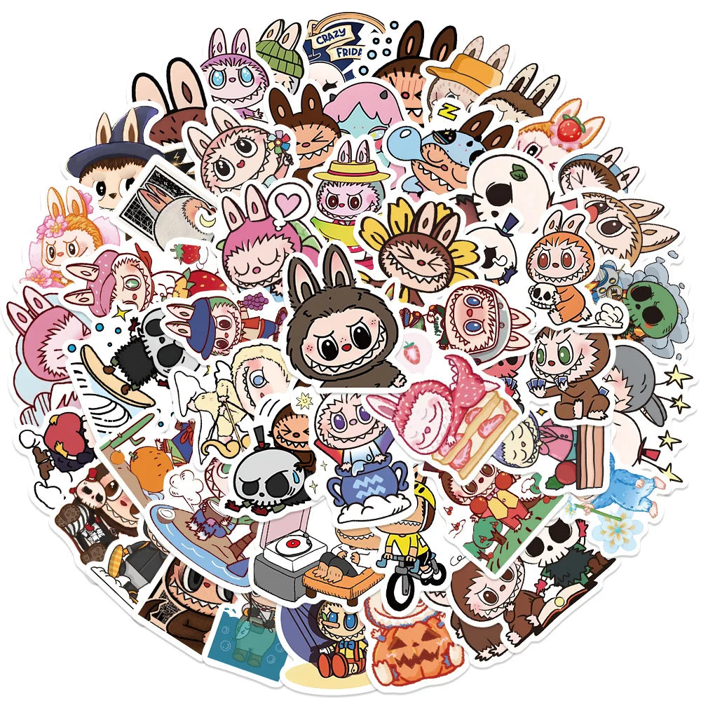 Cute Cartoon Labubu Stickers 50pcs