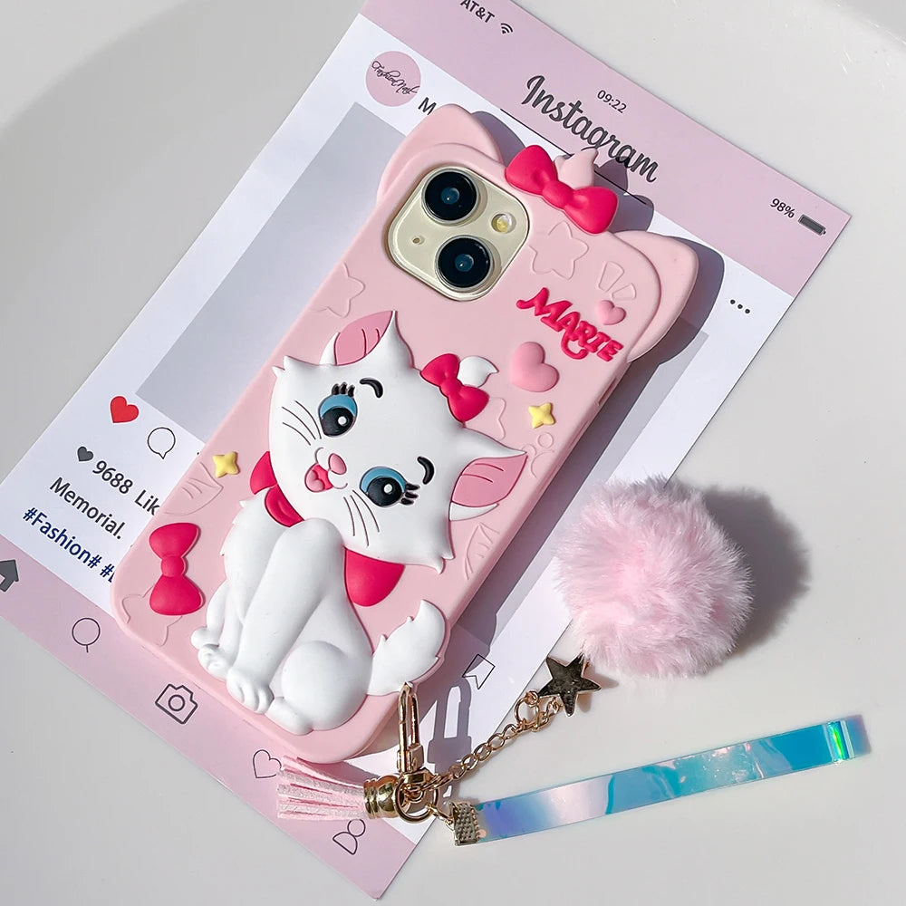 Kawaii Soft Silicone Marie Cat Case for iPhone