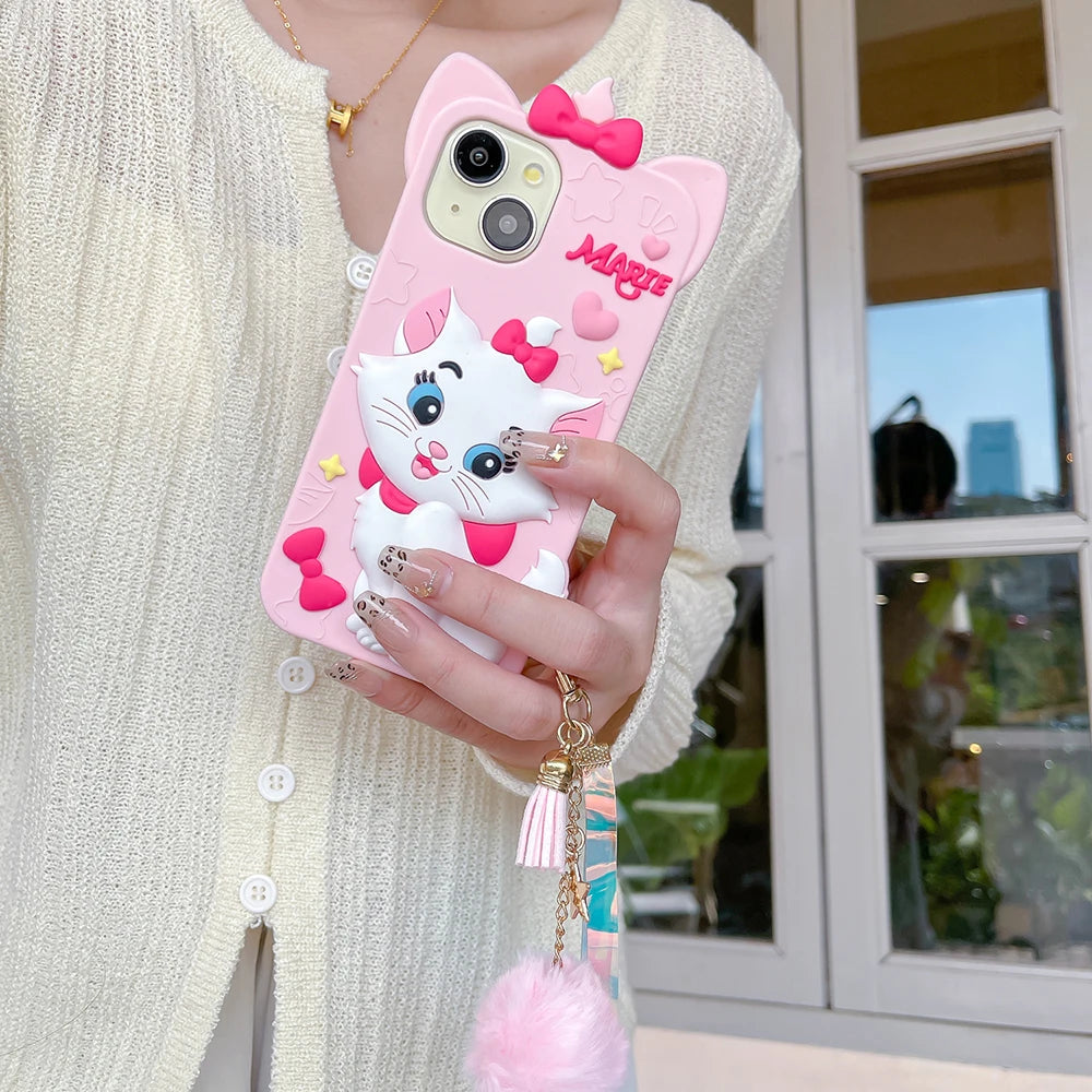 Kawaii Soft Silicone Marie Cat Case for iPhone