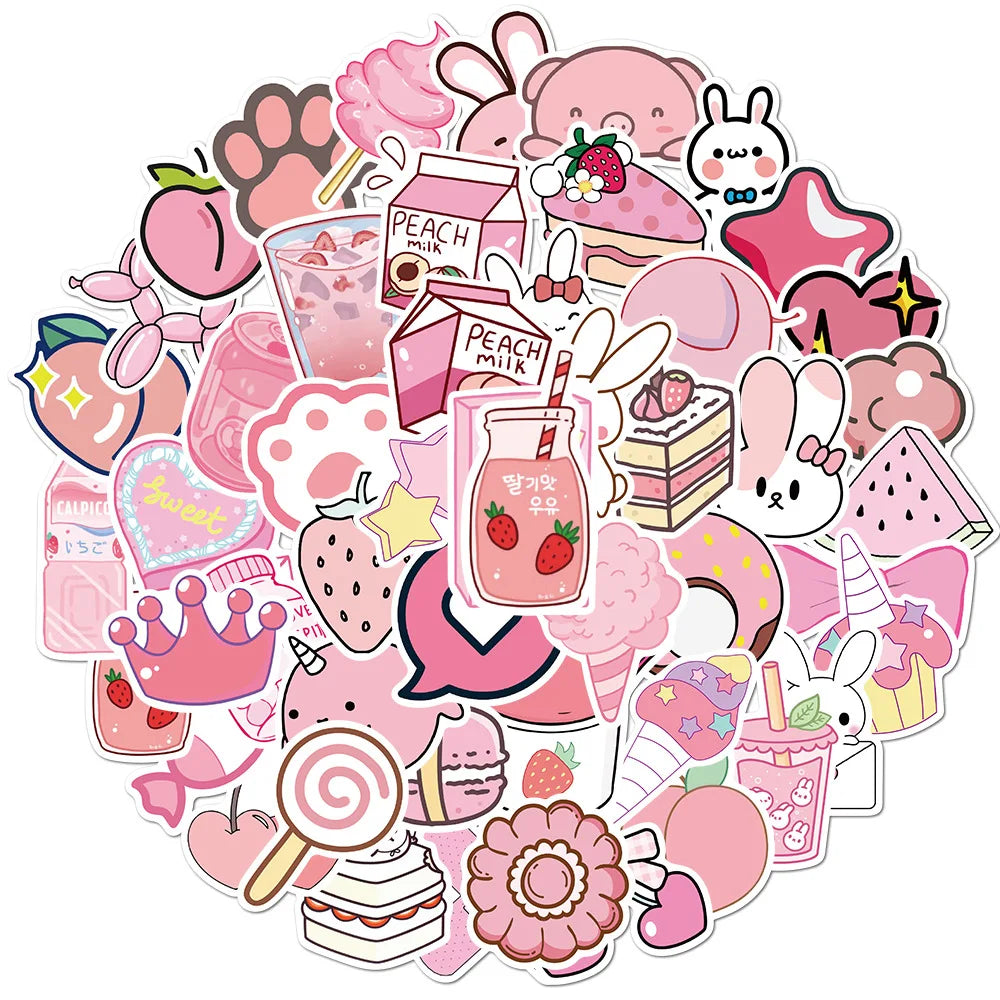 Cute Aesthetic Pink Stickers 50pcs