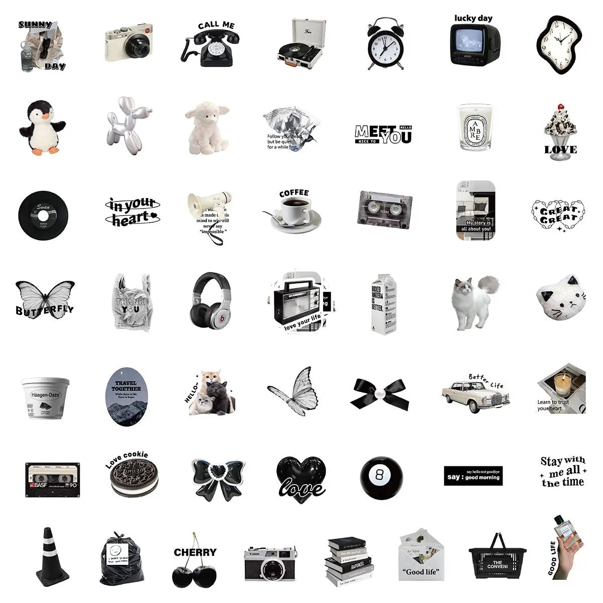 Black Aesthetic Stickers 50pcs