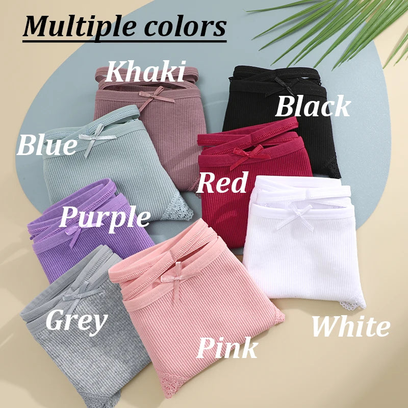 Women Cotton Sexy Lingerie Panties 3pcs