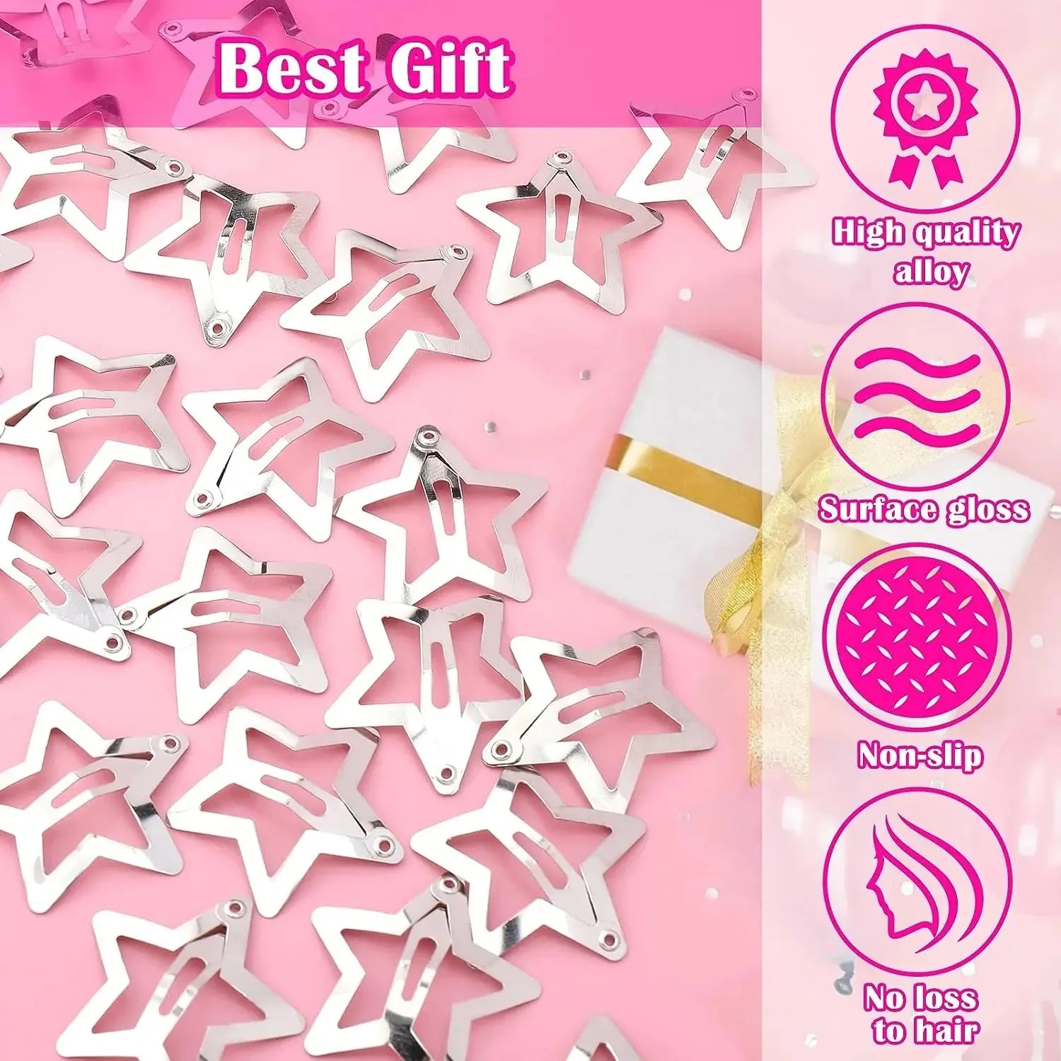 Silver Star Hair Clips