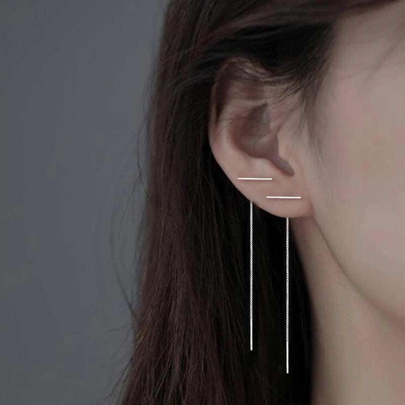 Silver Star Line Earring