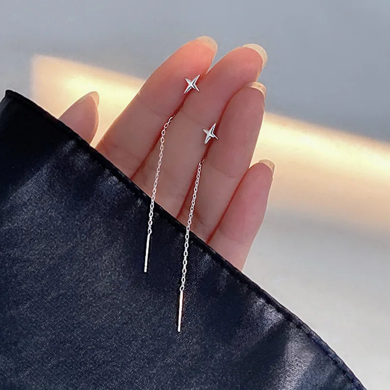 Silver Star Line Earring