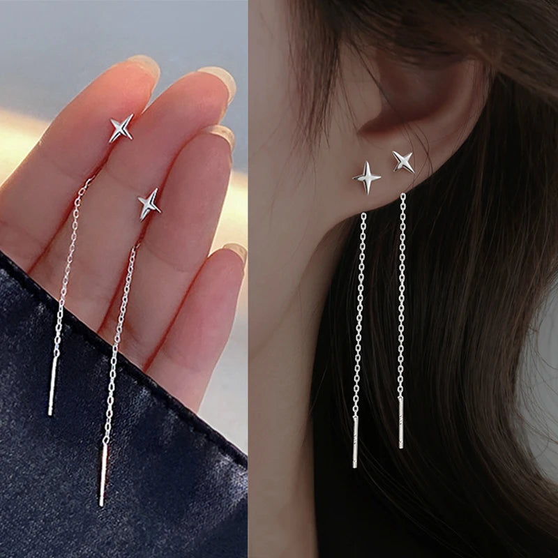 Silver Star Line Earring