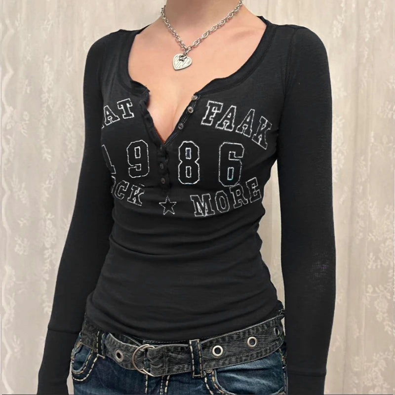 Long Sleeve Lettered Shirt