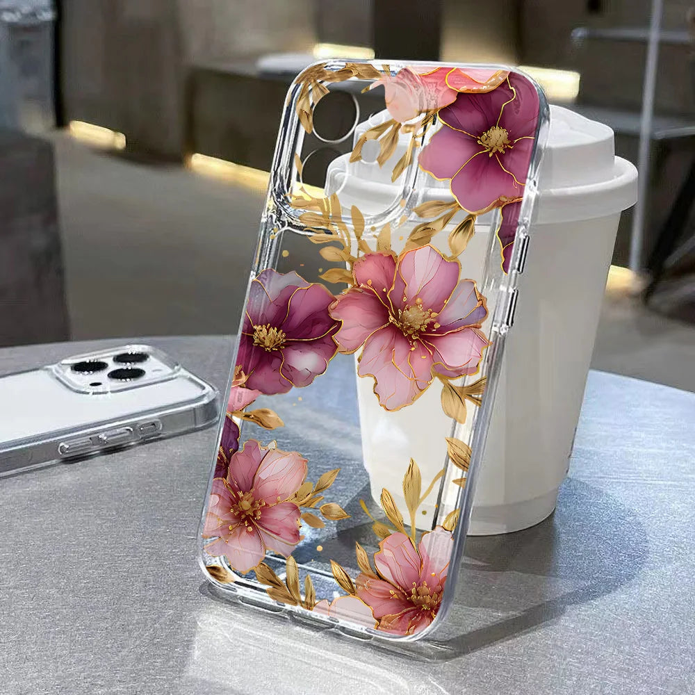 Transparent Floral Phone Case For iPhone
