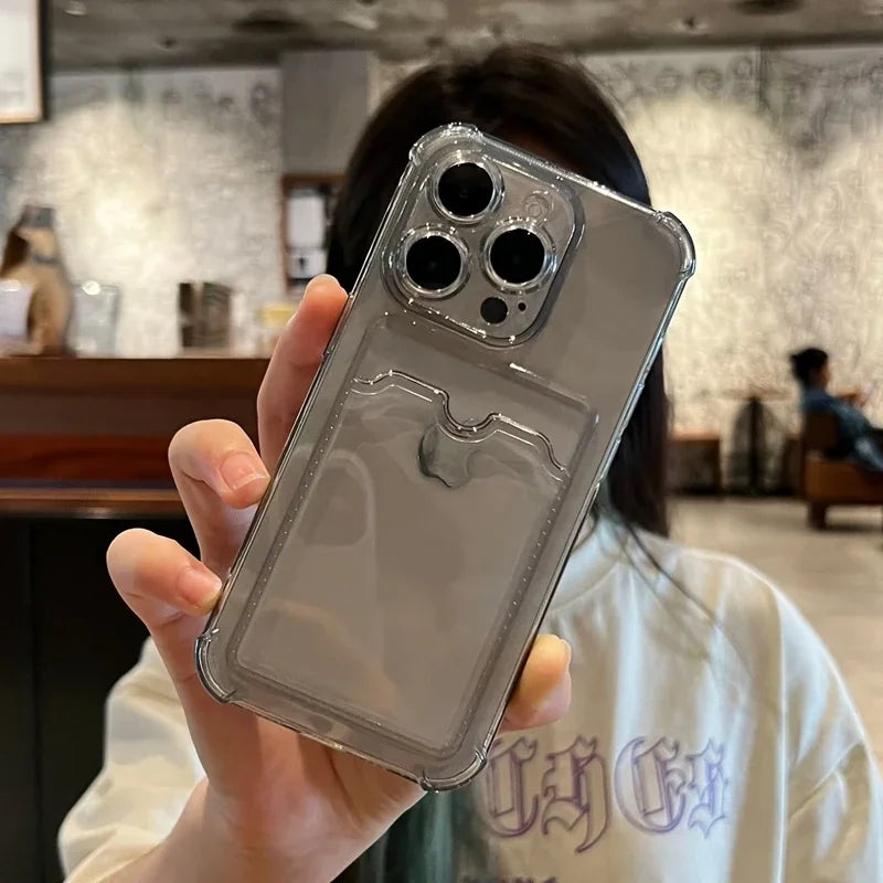 Clear Card Wallet Phone Case For iPhone