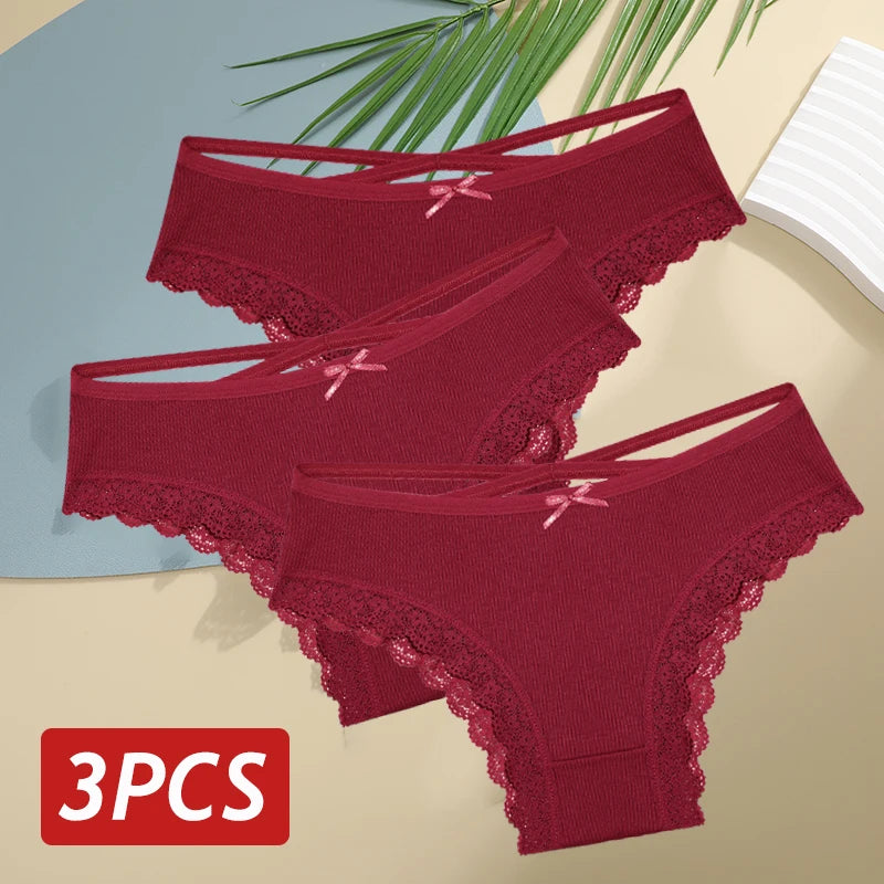 Women Cotton Sexy Lingerie Panties 3pcs