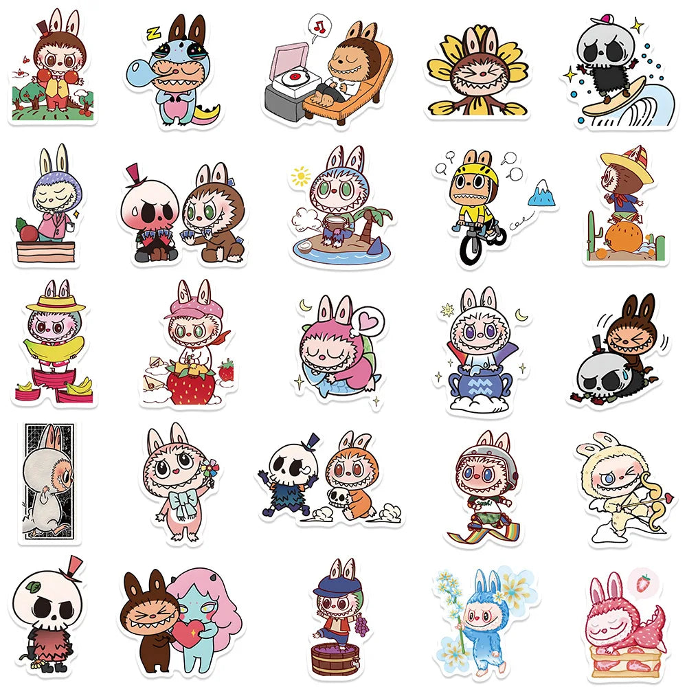 Cute Cartoon Labubu Stickers 50pcs