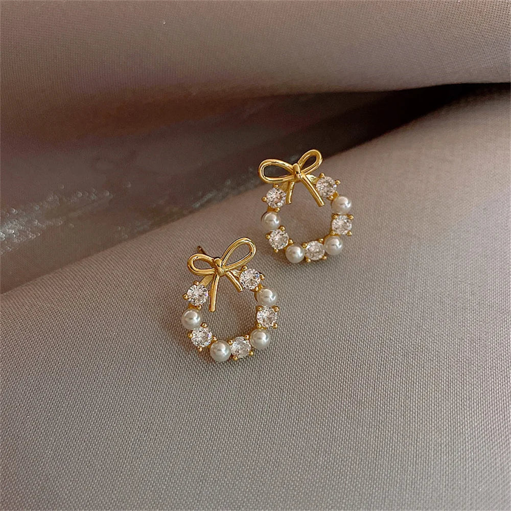 Pearl Bow Earrings