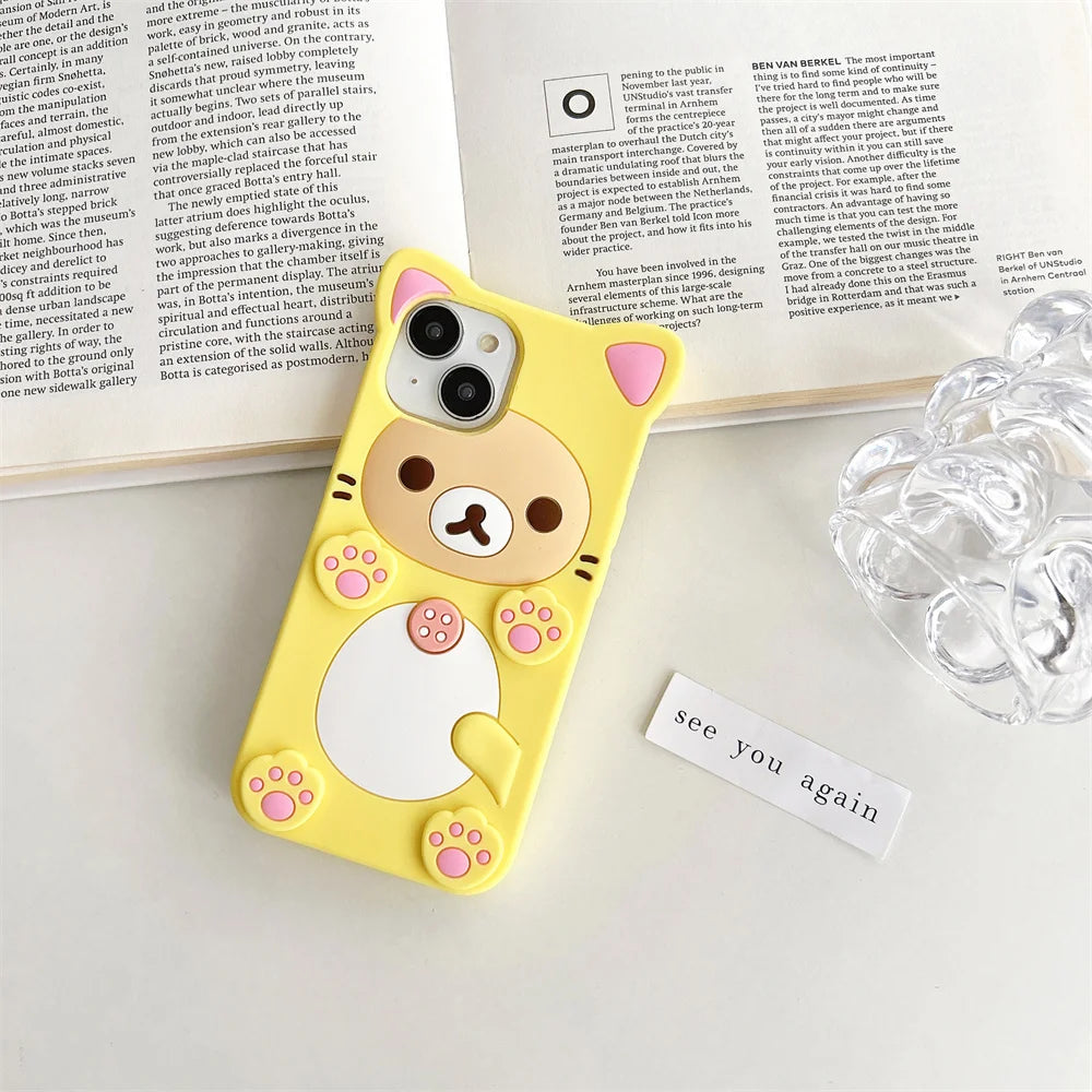 Cute Rilakkuma Bear Soft Cover Case For iPhone