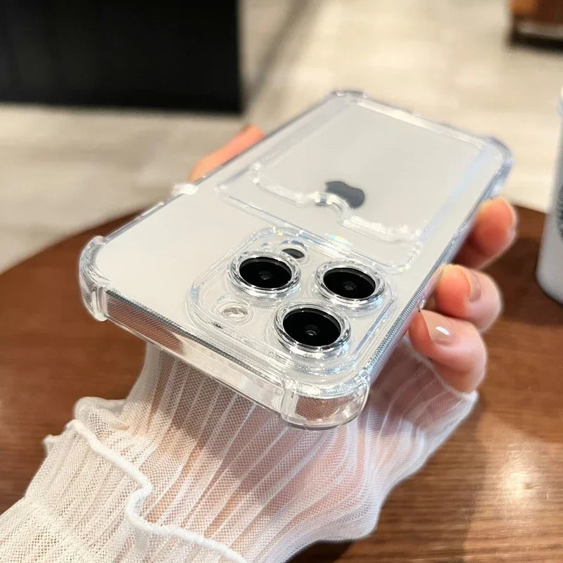 Clear Card Wallet Phone Case For iPhone