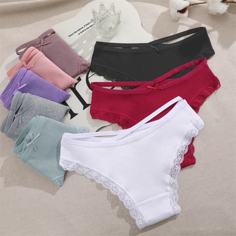 Women Cotton Sexy Lingerie Panties 3pcs