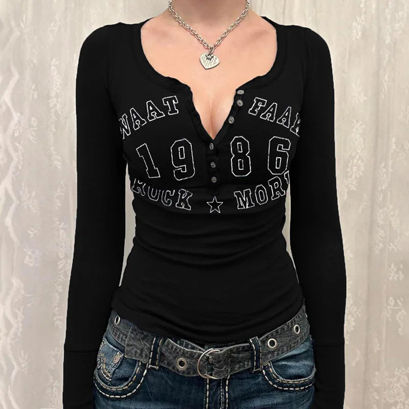 Long Sleeve Lettered Shirt