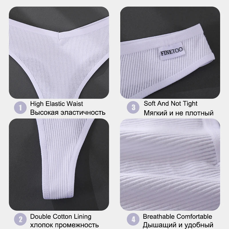 Women Sexy Cotton Thongs 3pcs