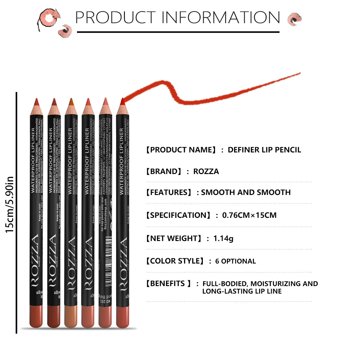 Nude Matte Waterproof Lipliner Pencil