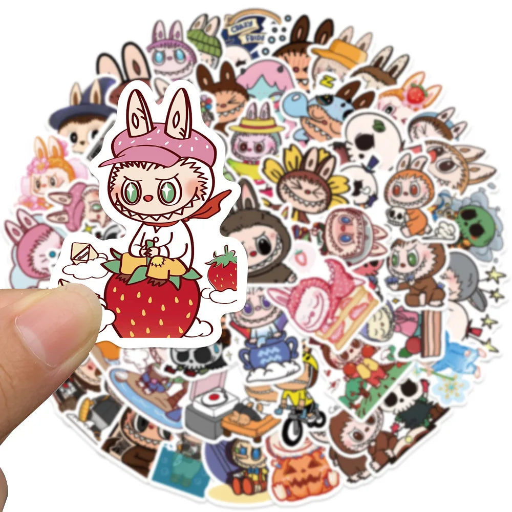 Cute Cartoon Labubu Stickers 50pcs