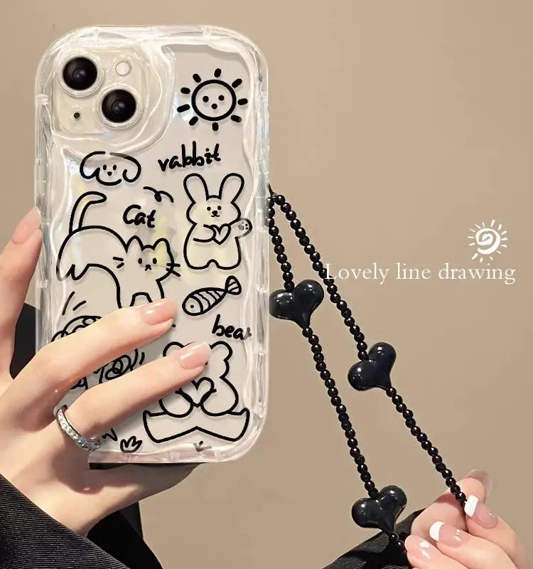 Cute Flower Phone Case with Bracelet Chain For iPhone