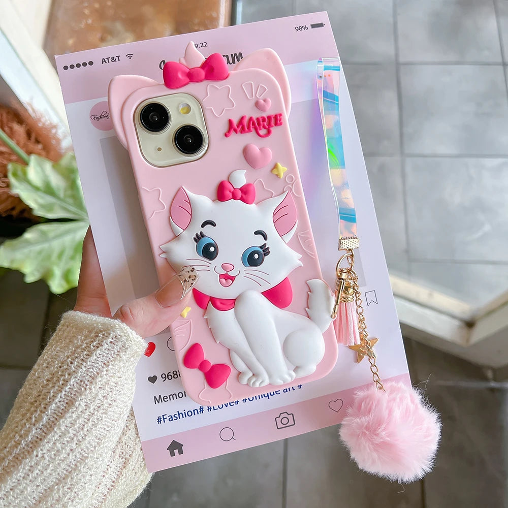 Kawaii Soft Silicone Marie Cat Case for iPhone