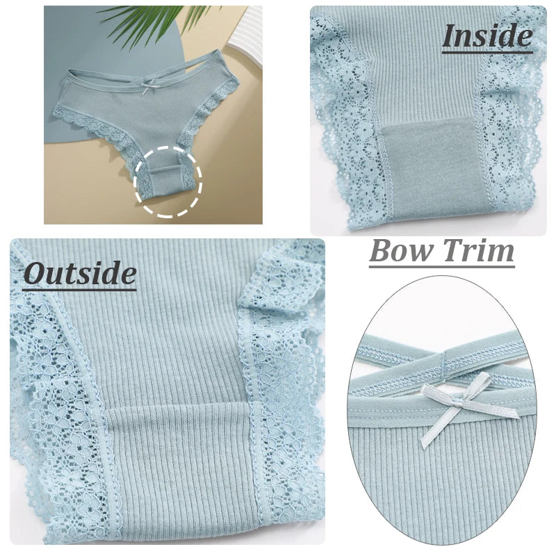 Women Cotton Sexy Lingerie Panties 3pcs