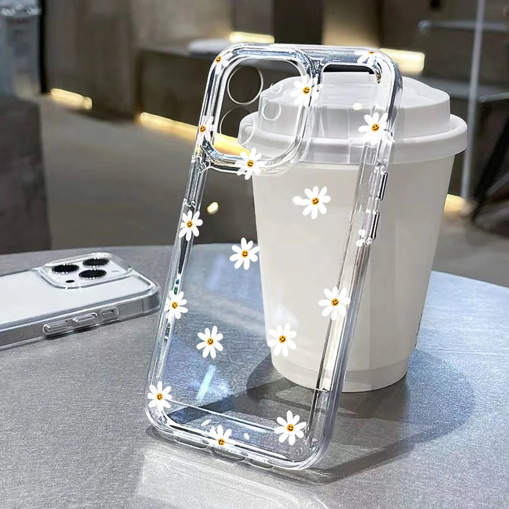 Transparent Floral Phone Case For iPhone