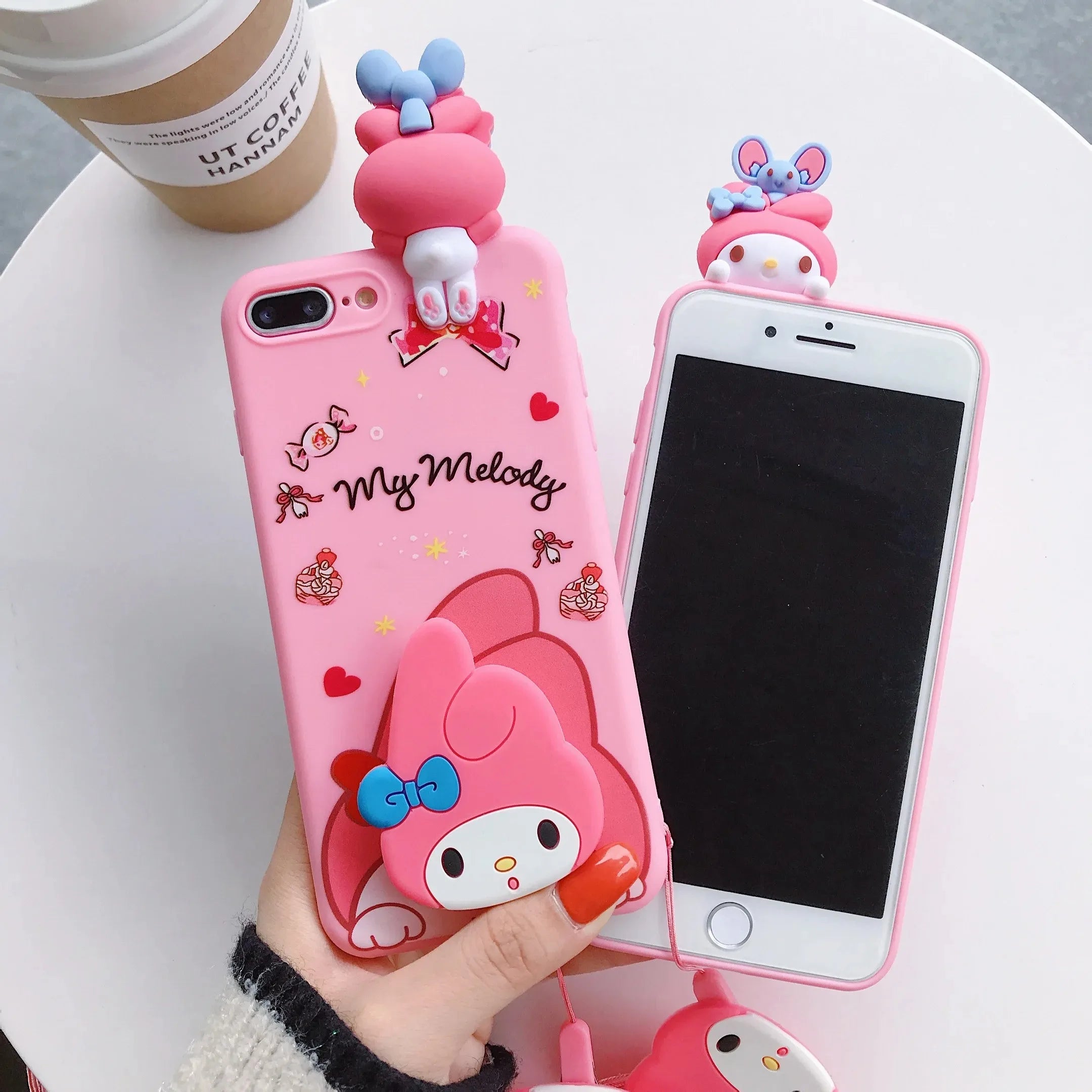 Hello Kitty Phone Case with Holder & Lanyard For iPhone